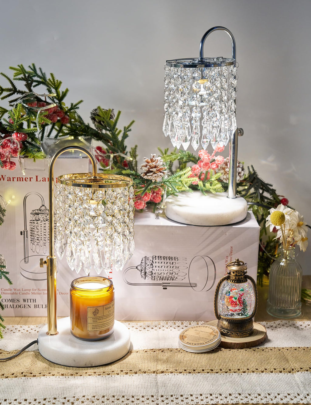 Candle Warmer Lamp with Timer Dimmable Adjustable Height Gold Y541