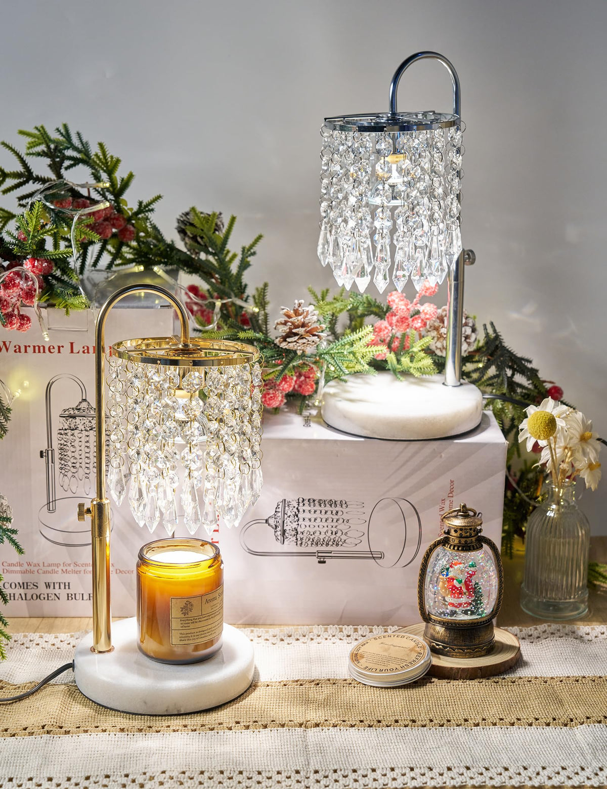 Candle Warmer Lamp with Timer Dimmable Adjustable Height Gold Y541
