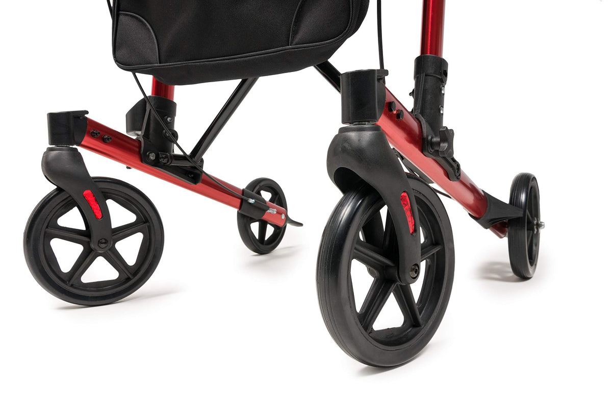 Tall Rollator Walker with Seat 8” Wheels Apple Red U5216