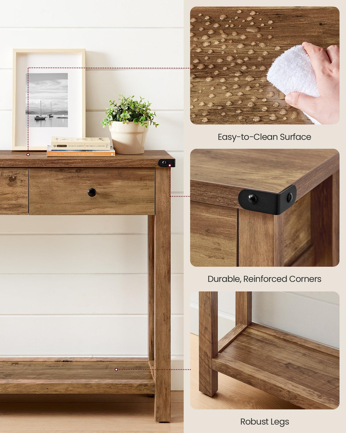Narrow Console Table with 3 Drawers B2463