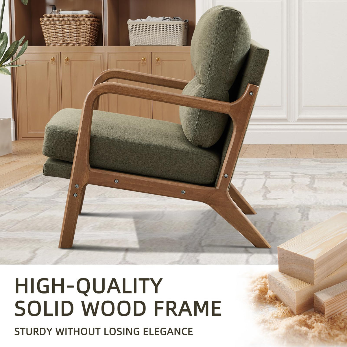 Mid Century Modern Linen Accent Chair Set of 2 N22702