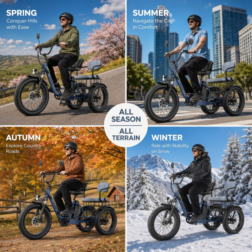 Electric Tricycle for Adults, 600W Folding 24" 3 Wheel U883