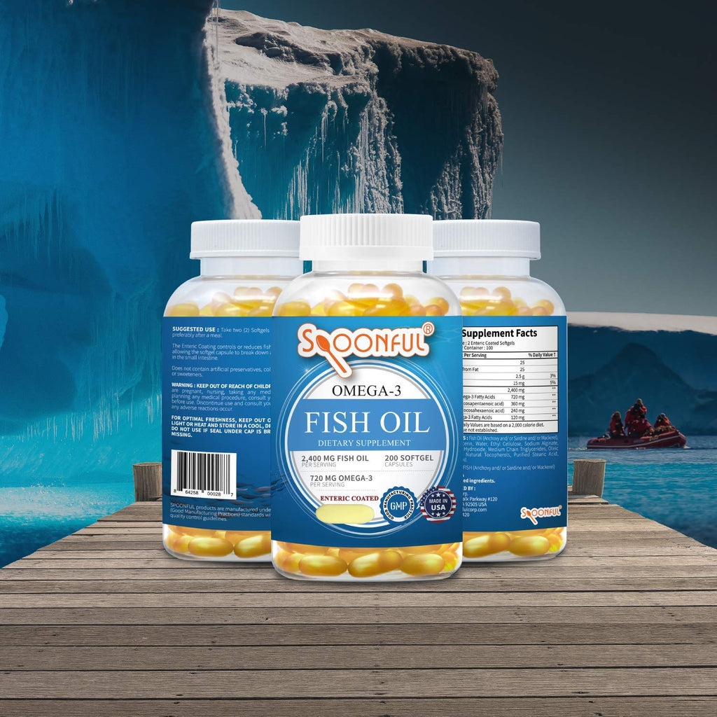 Omega 3 Fish Oil 2400mg 200 Capsules Softgel D715847