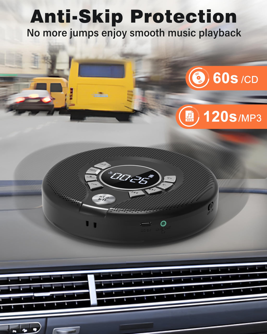 Portable Bluetooth CD Player with FM Transmitter J54525