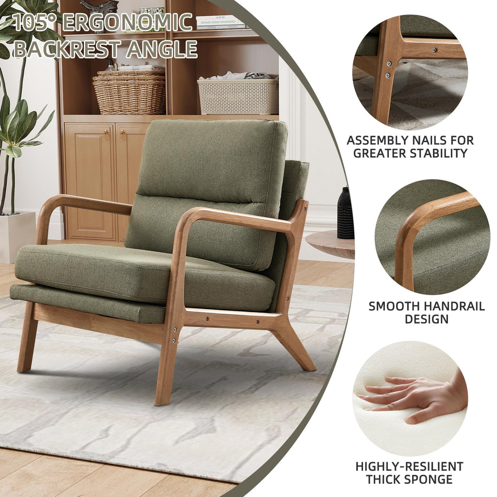Mid Century Modern Linen Accent Chair Set of 2 N22702
