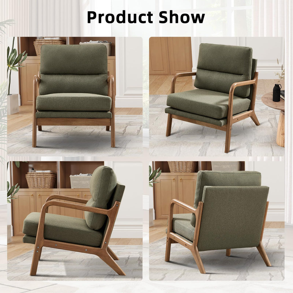 Mid Century Modern Linen Accent Chair Set of 2 N22702