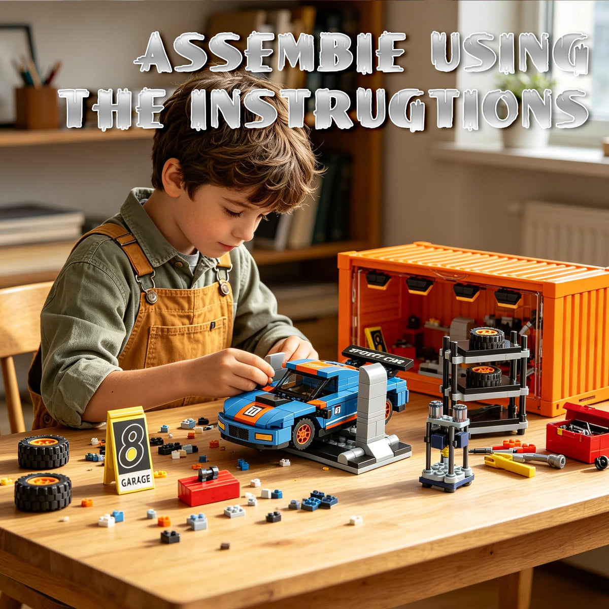 Racing Car Building Toy Set with Container Box V989627