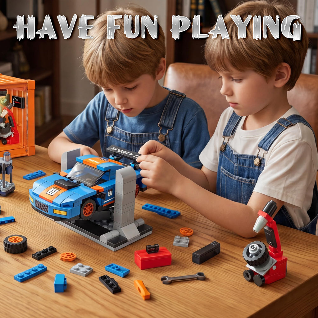 Racing Car Building Toy Set with Container Box V989627