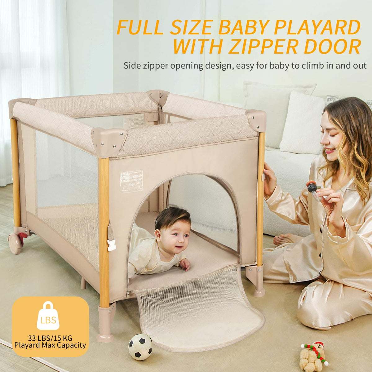 5-in-1 Foldable Baby Bassinet Playpen I235531