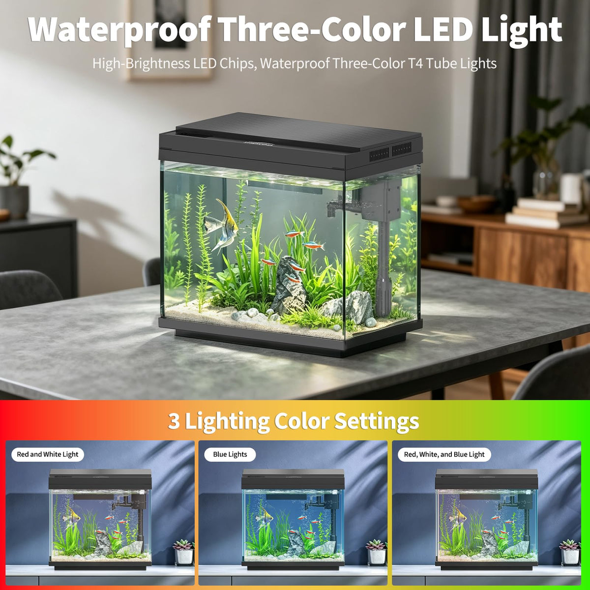 3 Gal Glass Fish Tank Kit with Filter & Light I95073