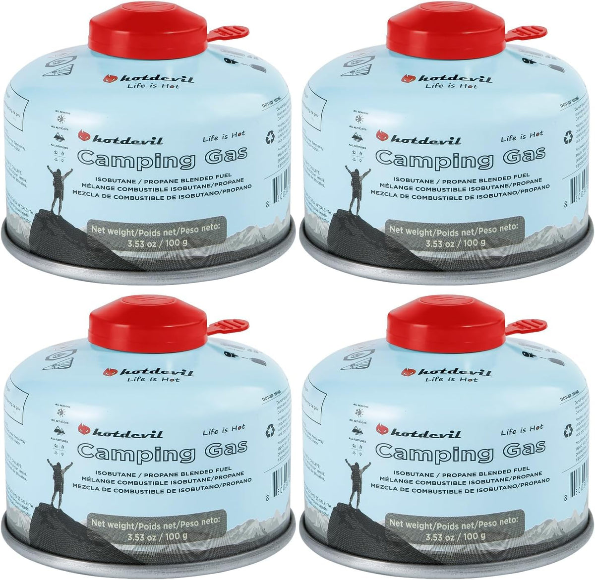 Isobutane Propane Camping Fuel Canister 3.53oz 4 Packs L351379