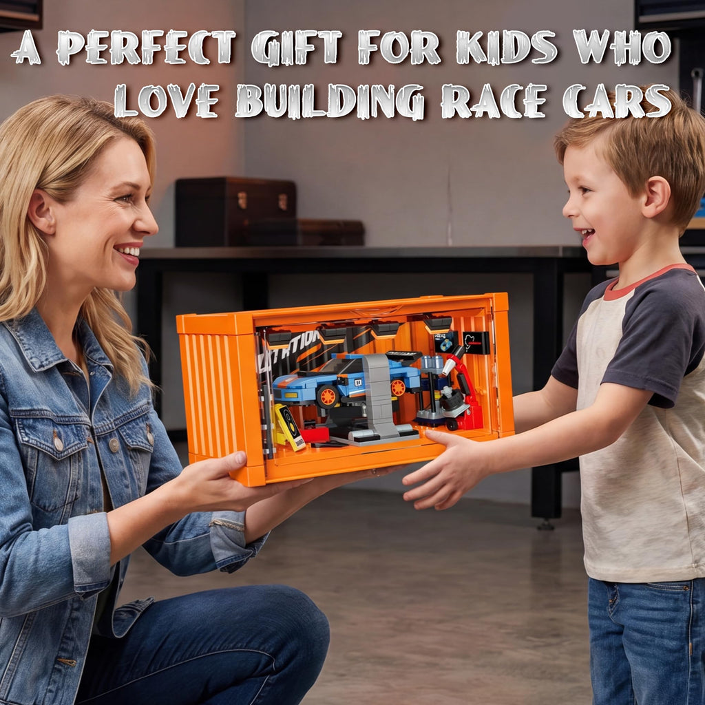 Racing Car Building Toy Set with Container Box V989627