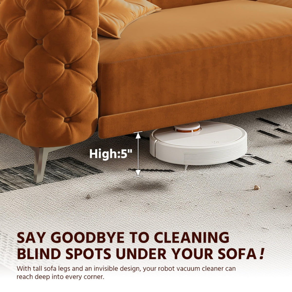 Velvet Convertible Sleeper Sofa with Ottoman K758238