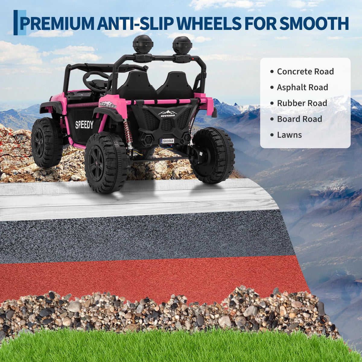 24V 4WD 2 Seater Ride on Car with Remote Control, Pink Z318