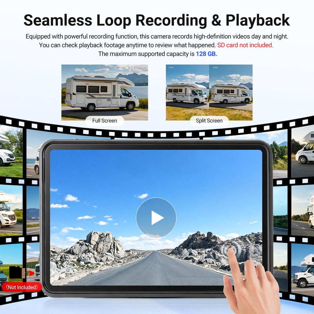 Magnetic Wireless Solar Backup Camera with 7" 1080P Touchscreen Monitor K502
