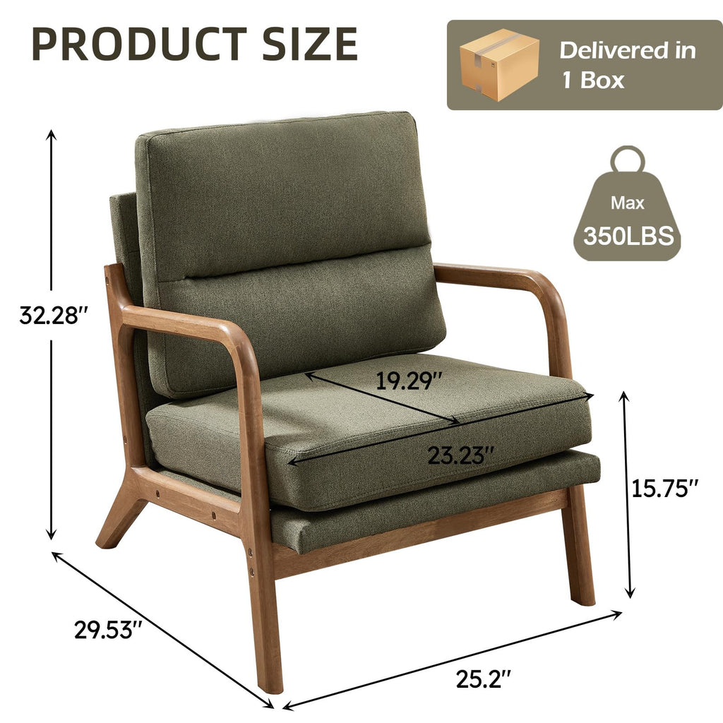 Mid Century Modern Linen Accent Chair Set of 2 N22702