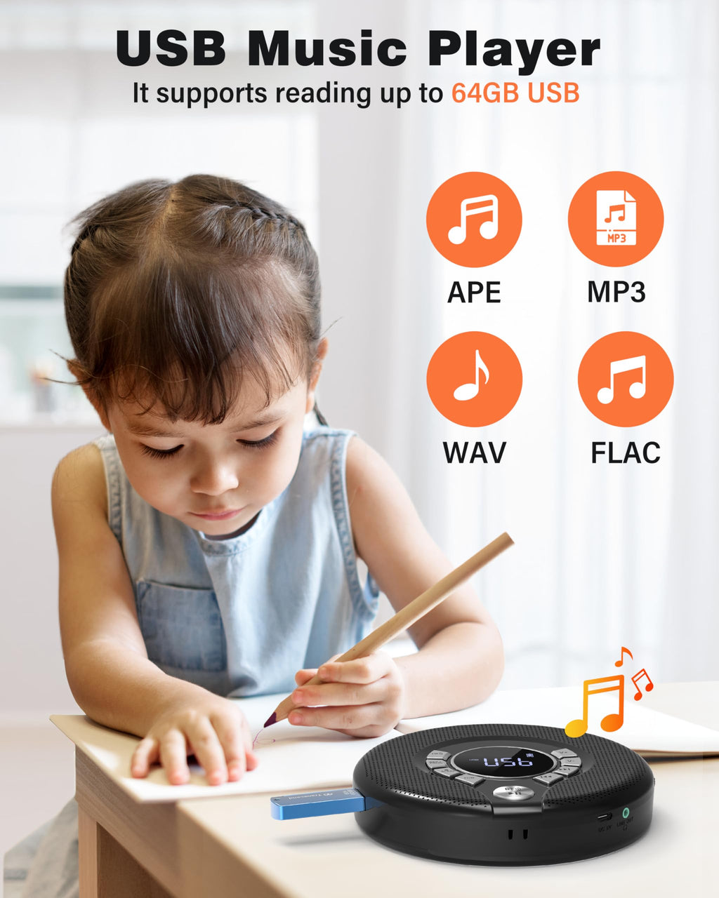 Portable Bluetooth CD Player with FM Transmitter J54525