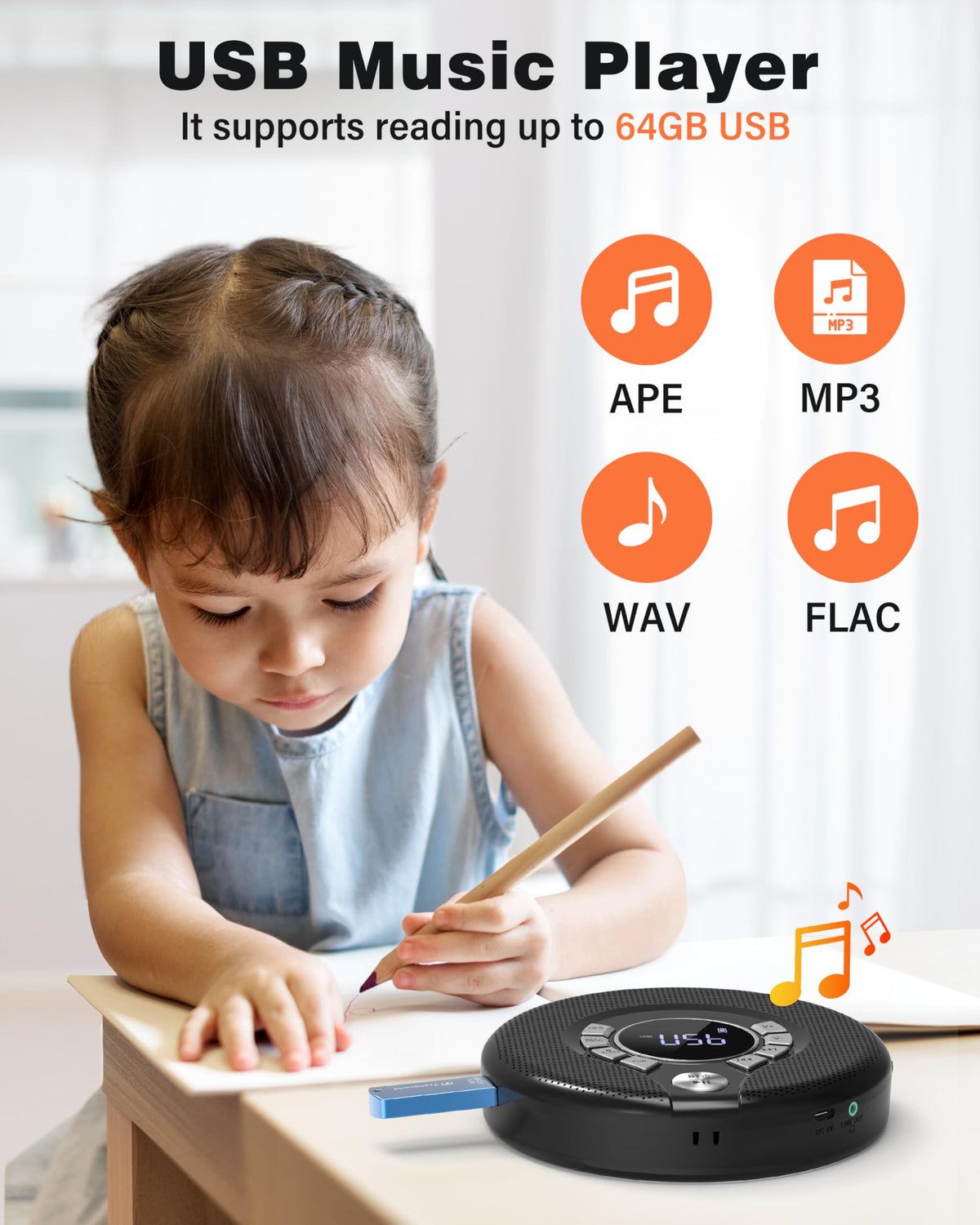 Portable Bluetooth CD Player with FM Transmitter J54525