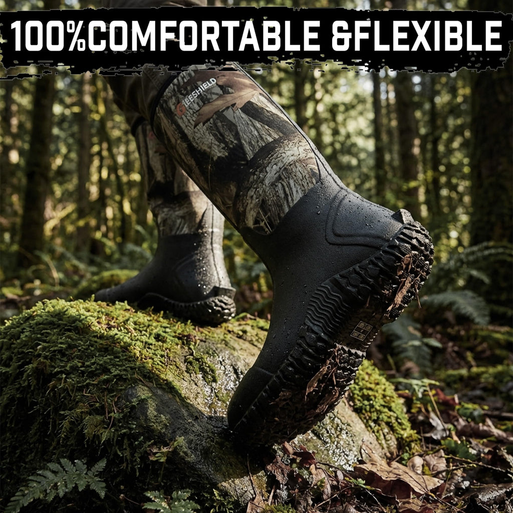 Black Waterproof Insulated Rubber Boots with Steel Shank M456
