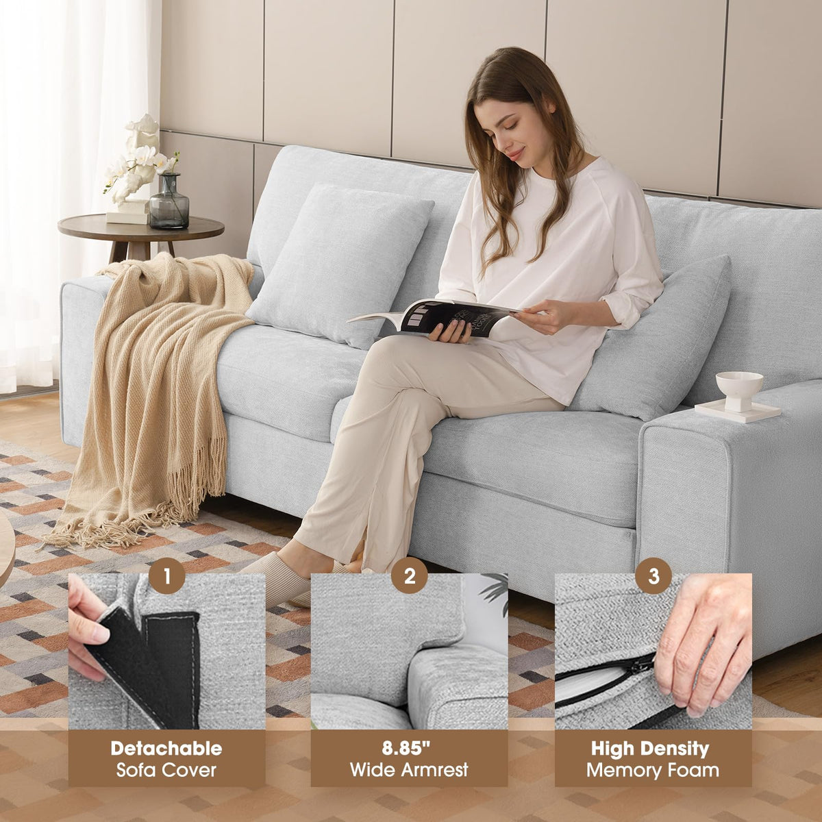 71.25" Light Gray Loveseat Sofa X246638
