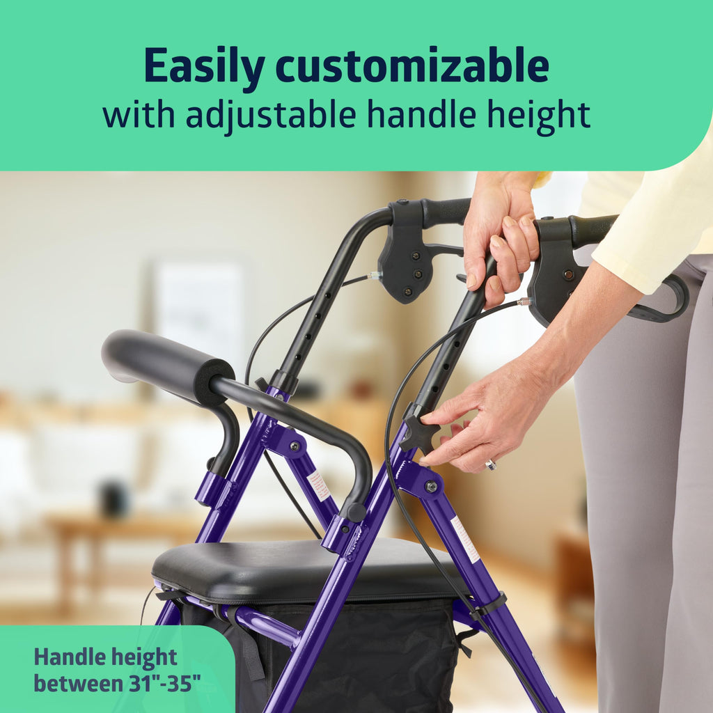 Purple Aluminum Rollator Walker with Seat M1830
