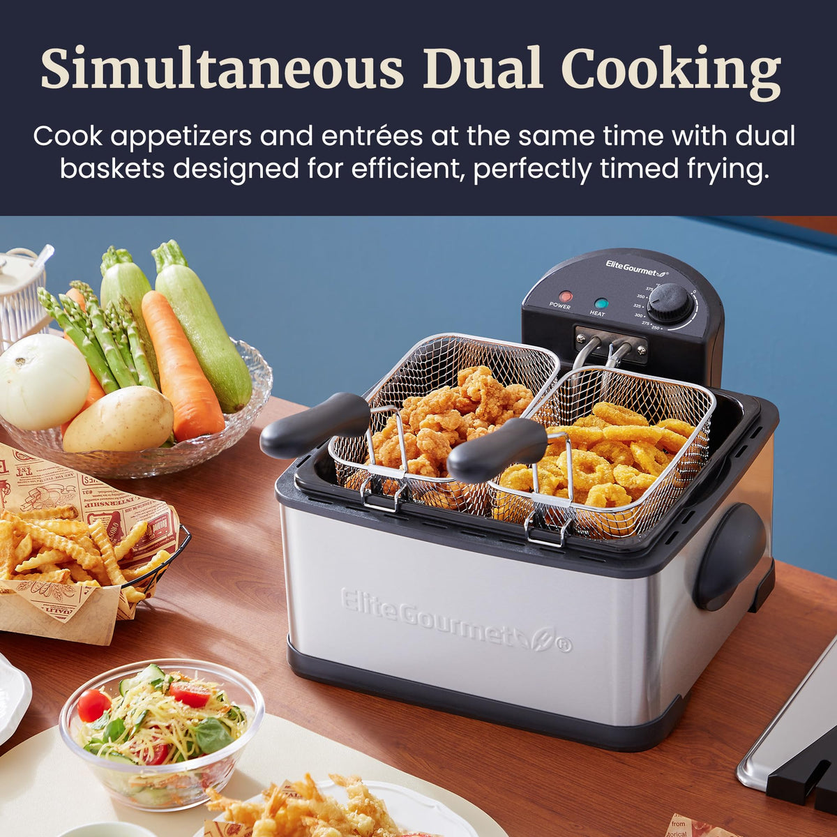 4.5Qt Deep Fryer with 2Qt Split Baskets Q345277