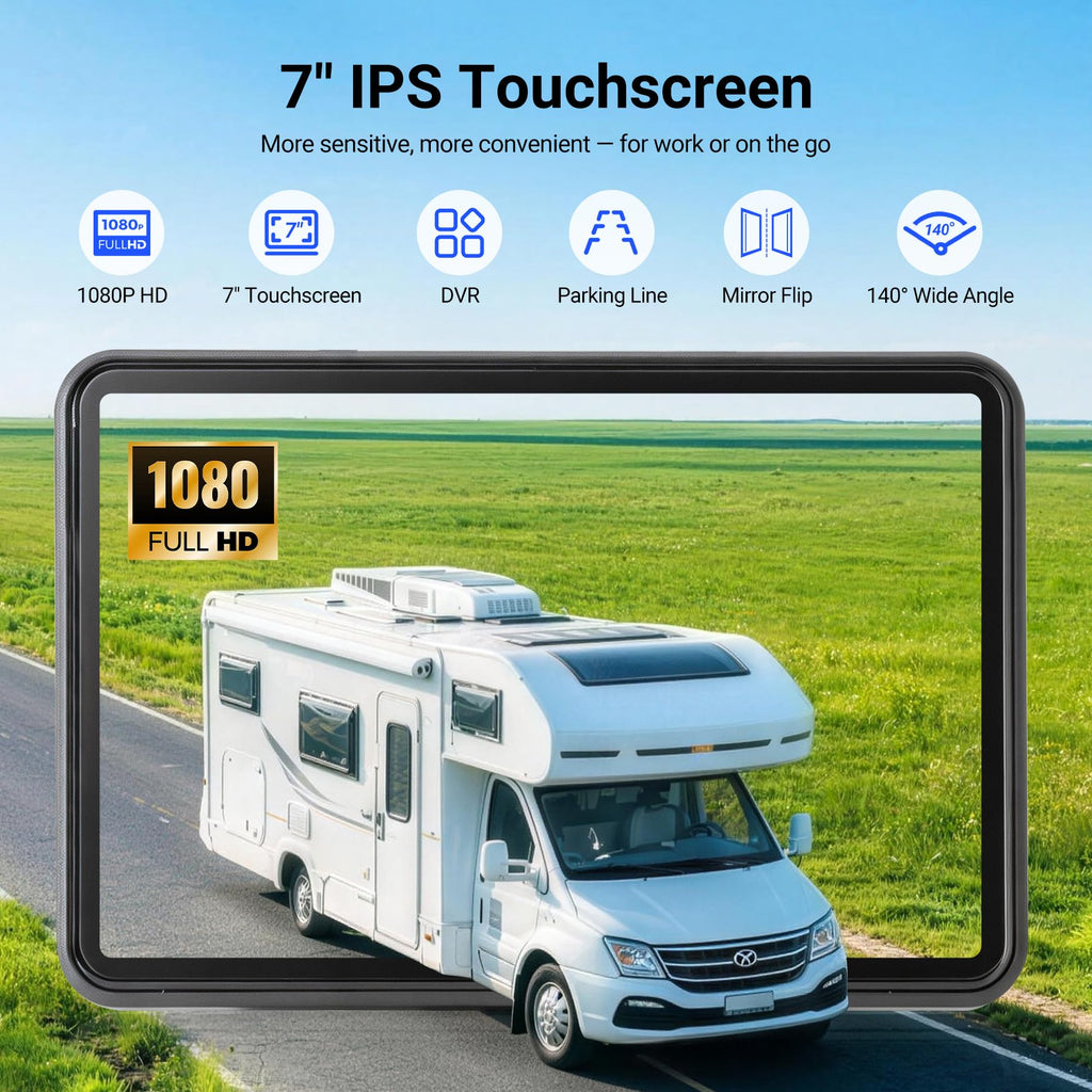 Magnetic Wireless Solar Backup Camera with 7" 1080P Touchscreen Monitor K502