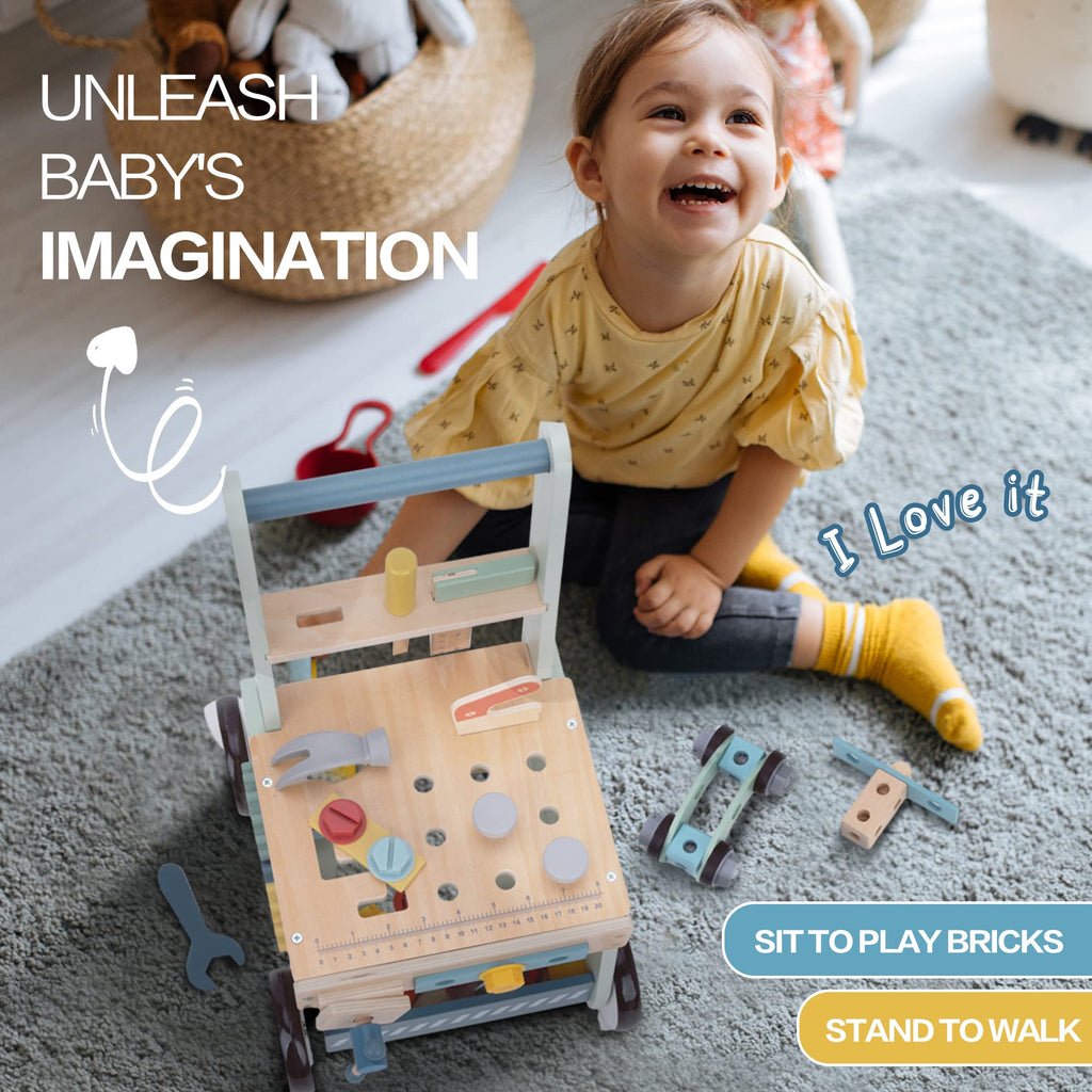Wooden Baby Walker and Tool Bench Y504