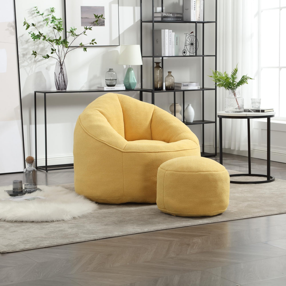 Microfiber Bean Bag Chair with Footrest N4627