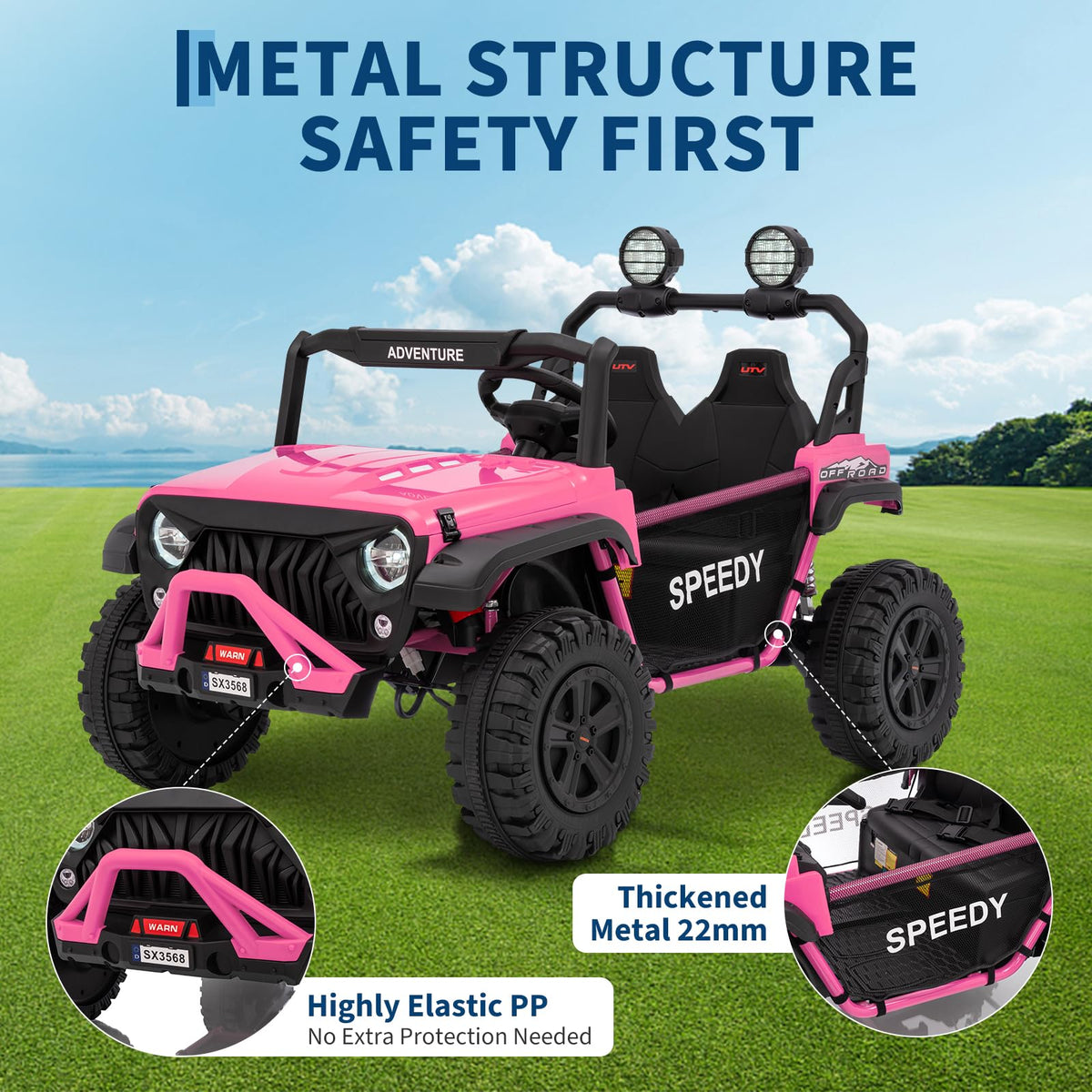 24V 4WD 2 Seater Ride on Car with Remote Control, Pink Z318