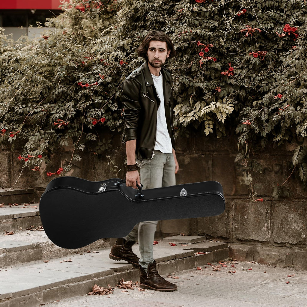 41 Inch Acoustic Guitar Hard Case with Lock Latch, Black K2941