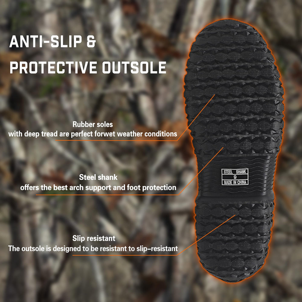 Black Waterproof Insulated Rubber Boots with Steel Shank M456