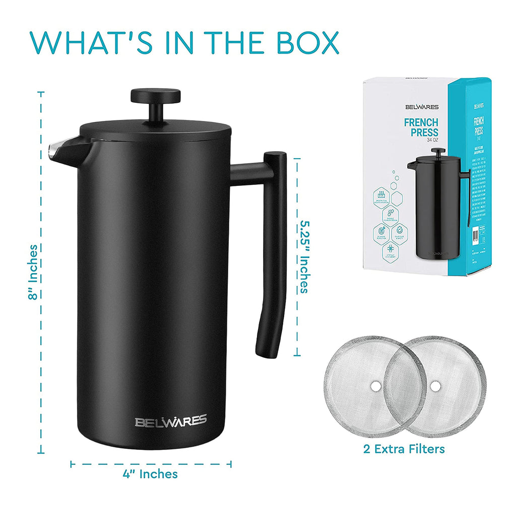 34oz Insulated Stainless Steel French Press Q31397