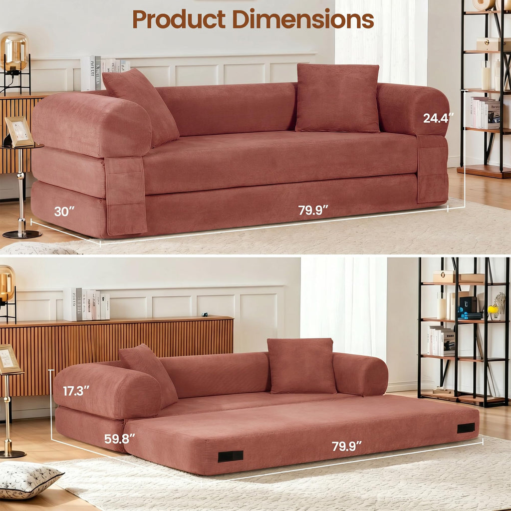 Pink Convertible Sofa Bed F68986