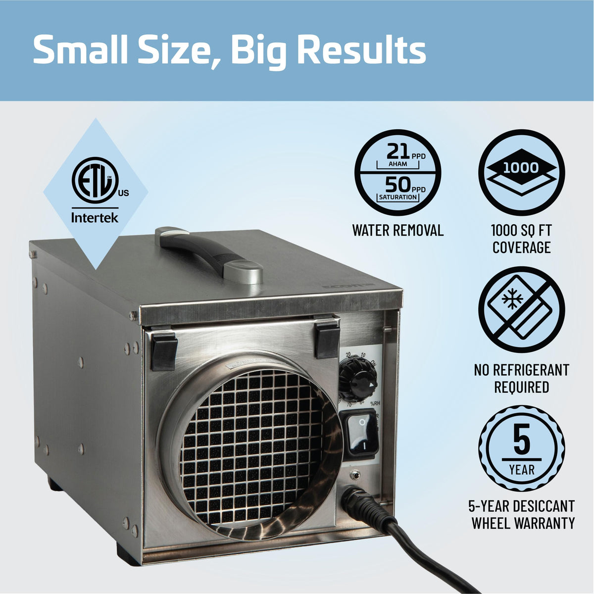 50 Pint Portable Desiccant Dehumidifier Stainless Steel X172