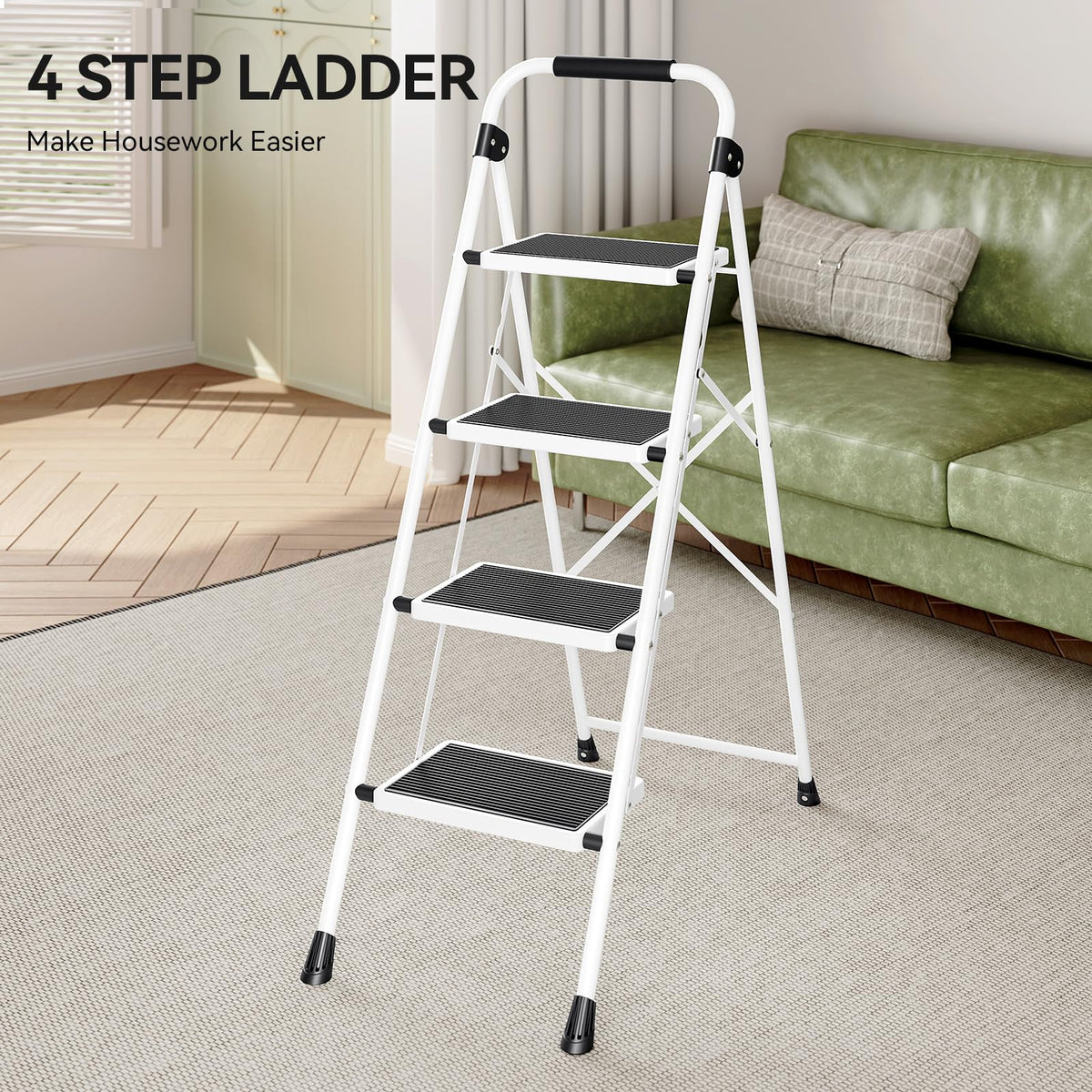 4 Step Folding Step Stool with Anti-Slip Wide Pedal V388500