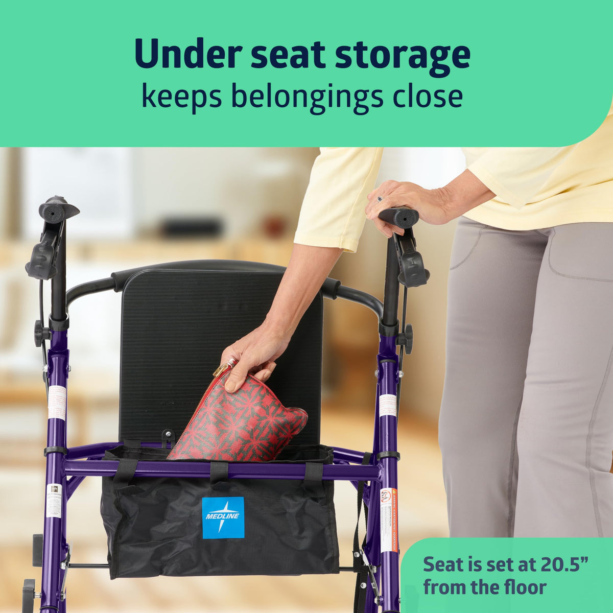 Purple Aluminum Rollator Walker with Seat M1830
