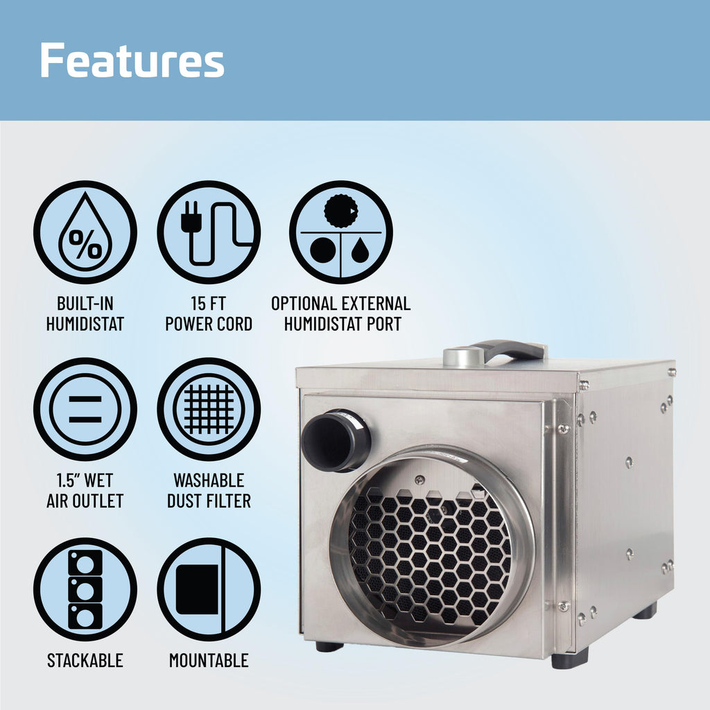 50 Pint Portable Desiccant Dehumidifier Stainless Steel X172
