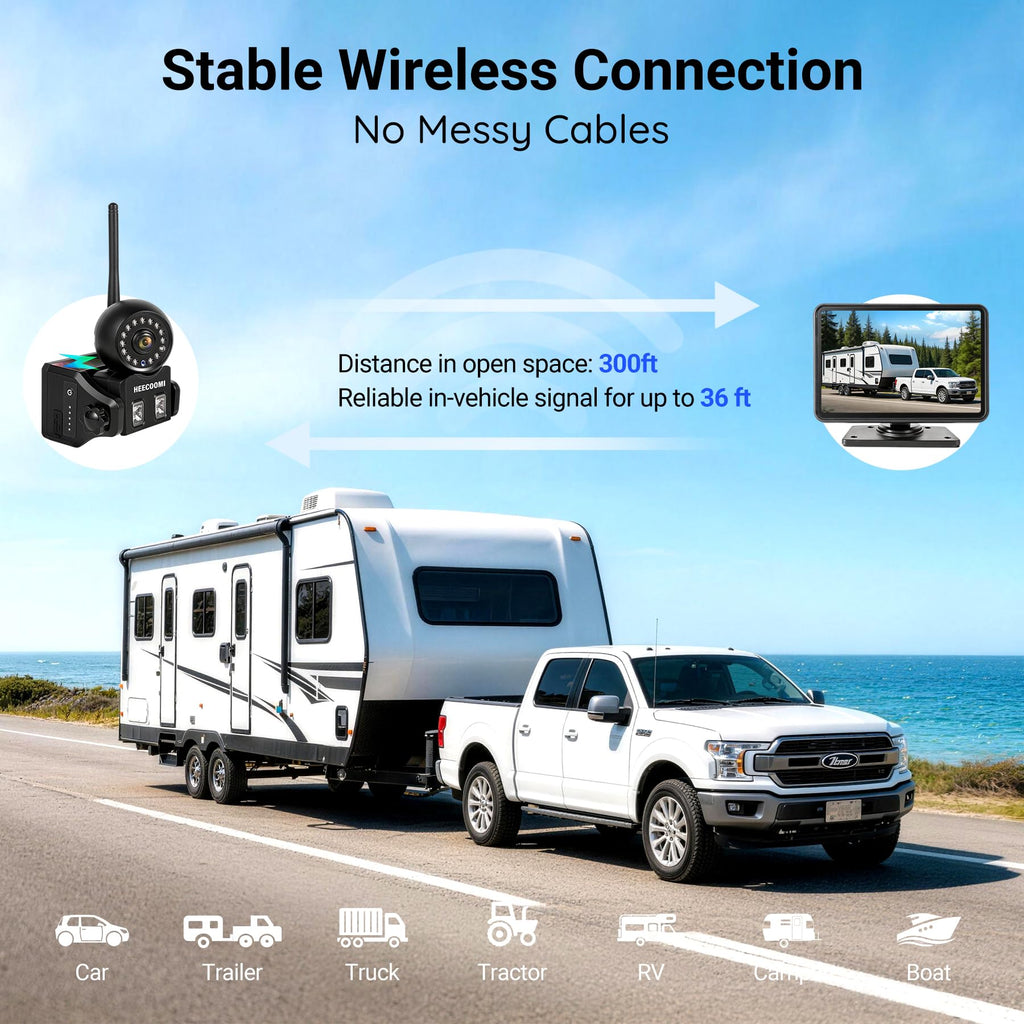 Magnetic Wireless Solar Backup Camera with 7" 1080P Touchscreen Monitor K502