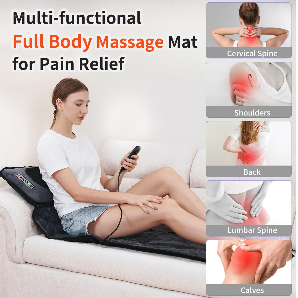 Full Body Massage Mat with Heat 10 Motors 9 Speeds 9 Modes O655874
