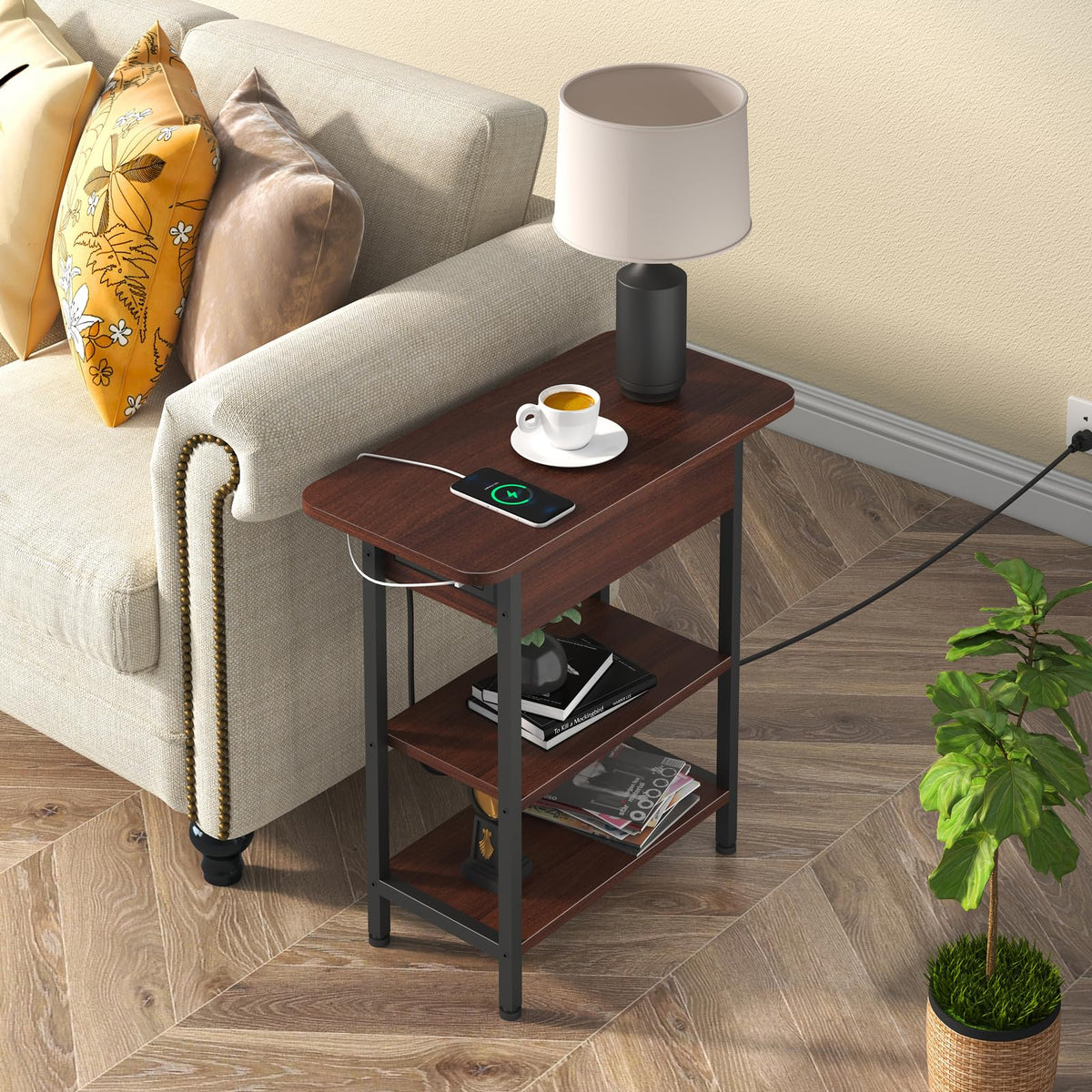 Narrow Side Table with Storage E5765