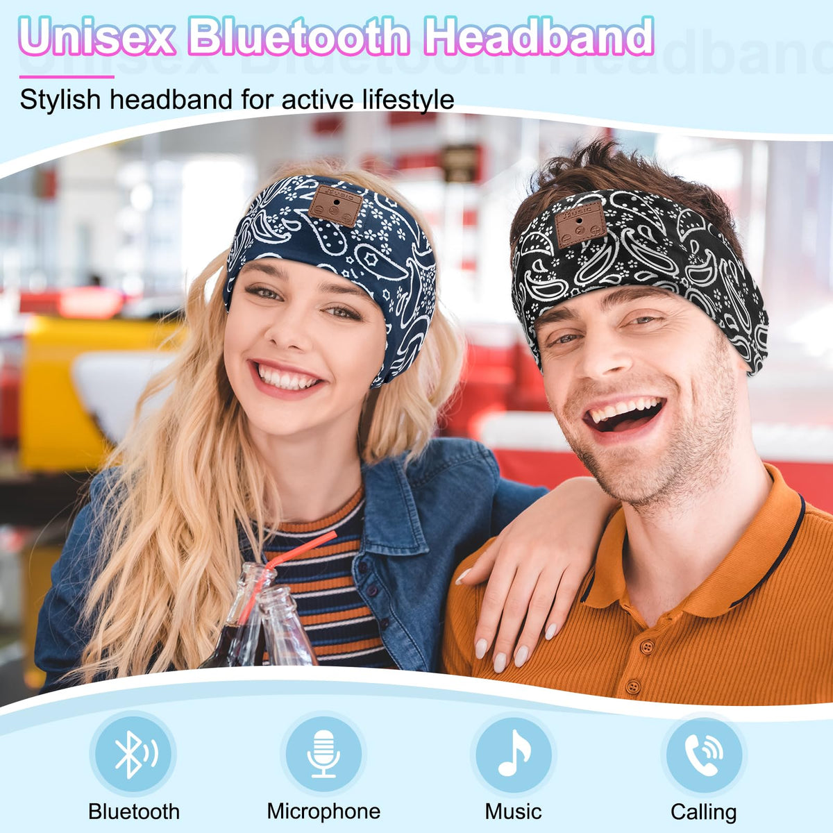 2-Pack Bluetooth 5.4 Headband Headphones Black&Blue F69675