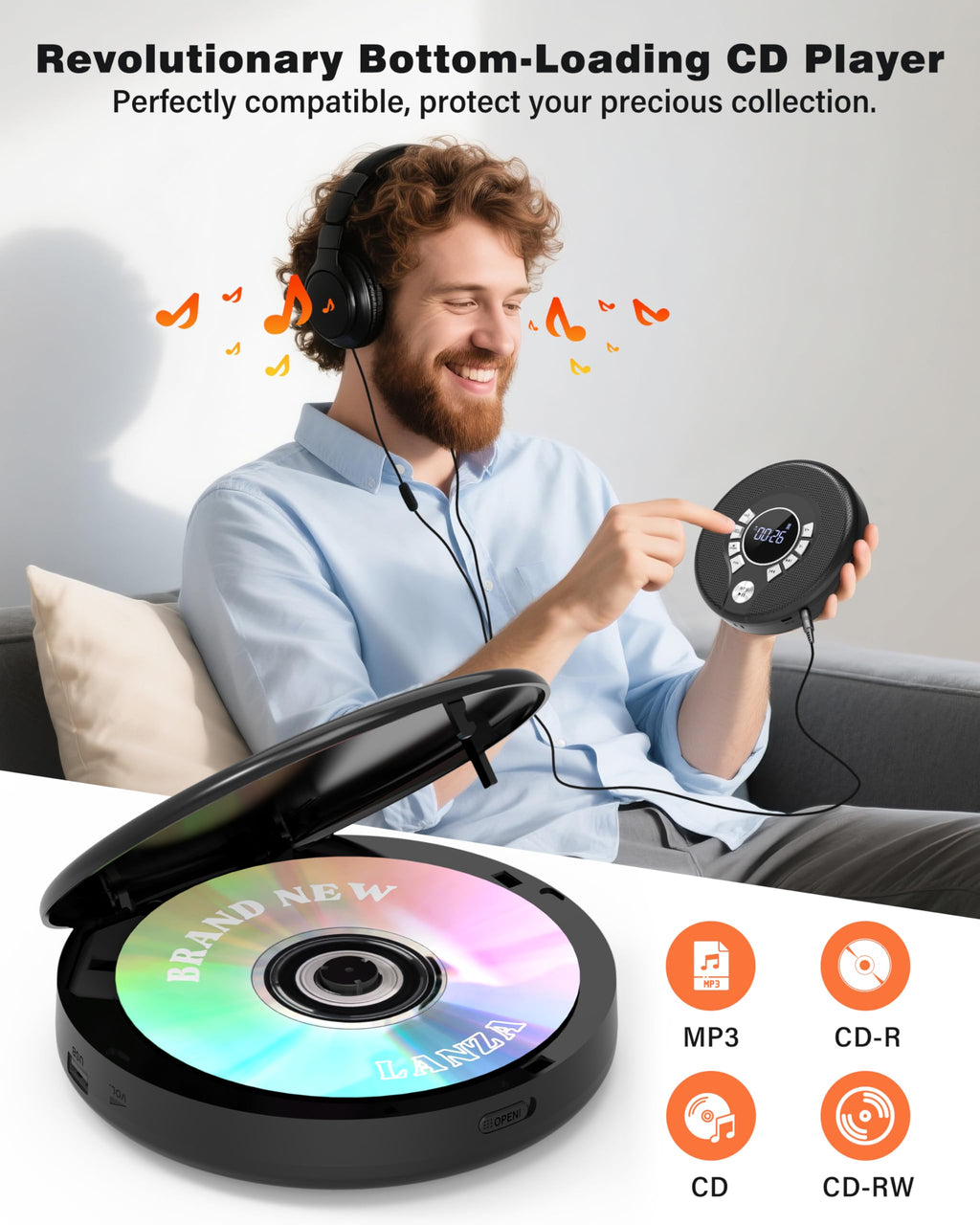 Portable Bluetooth CD Player with FM Transmitter J54525