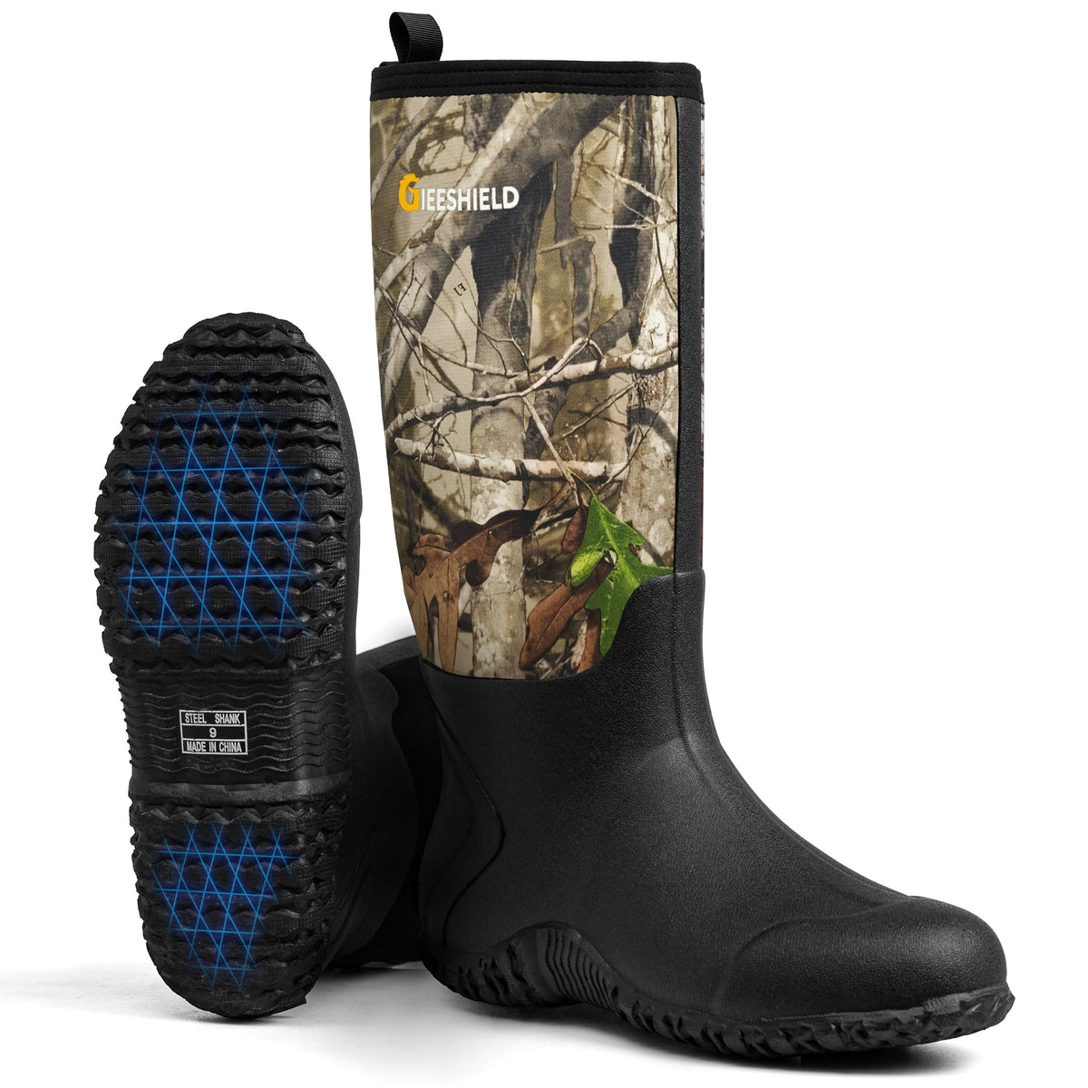 Black Waterproof Insulated Rubber Boots with Steel Shank M456