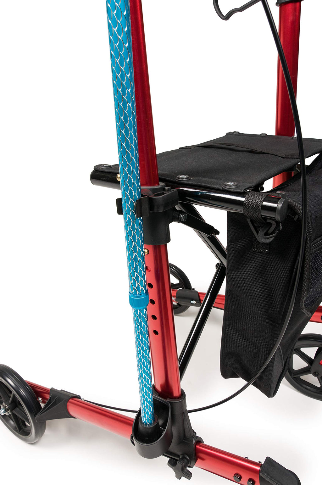 Tall Rollator Walker with Seat 8” Wheels Apple Red U5216