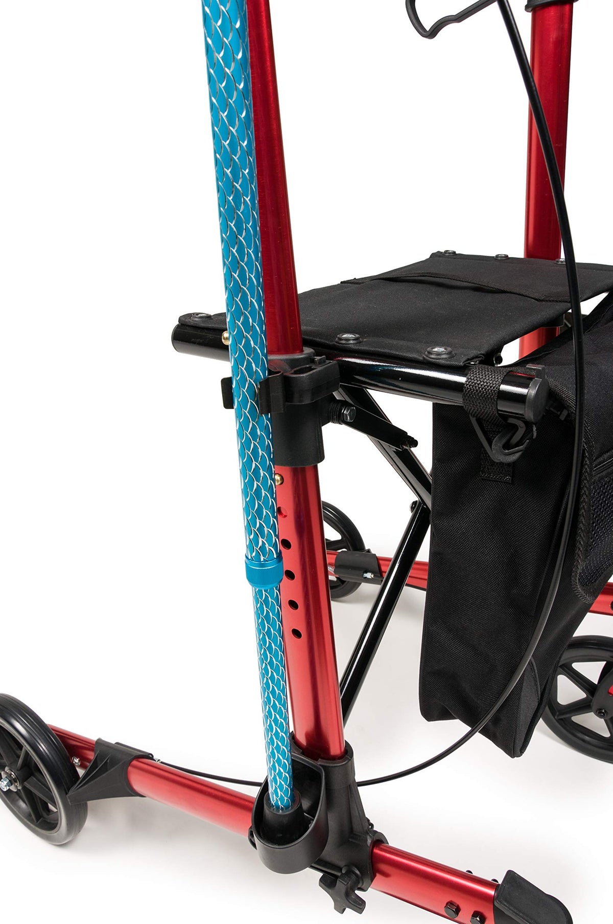 Tall Rollator Walker with Seat 8” Wheels Apple Red U5216