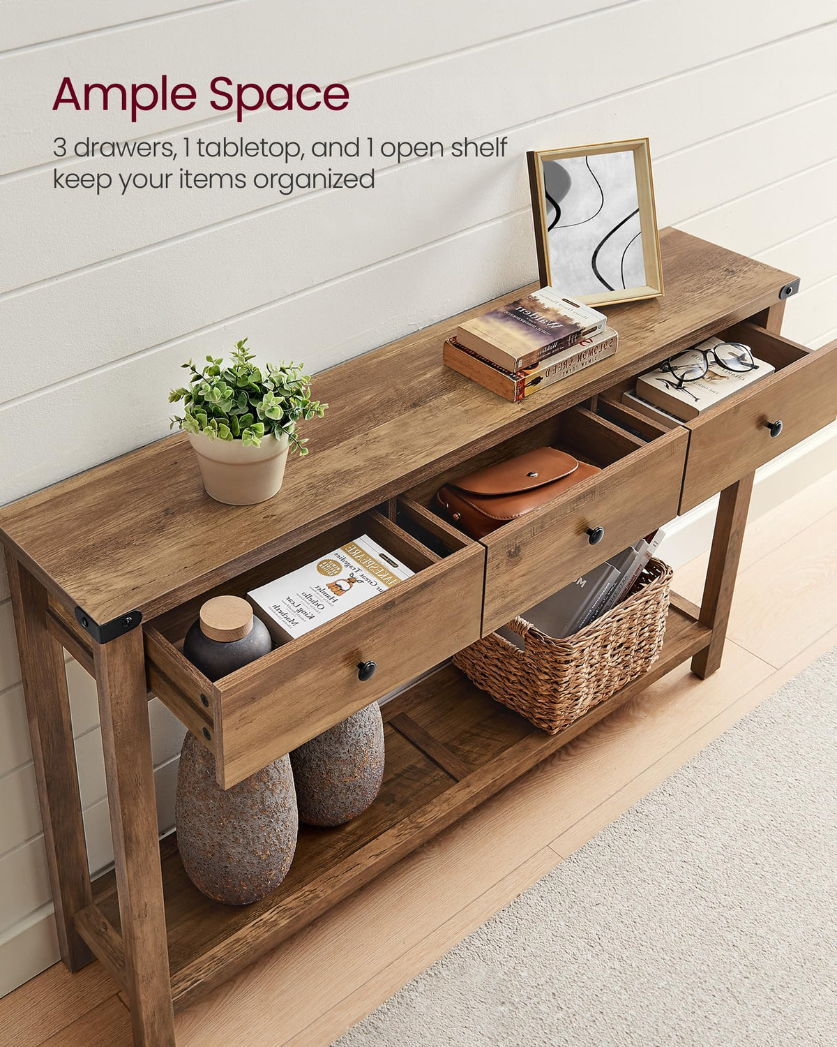 Narrow Console Table with 3 Drawers B2463
