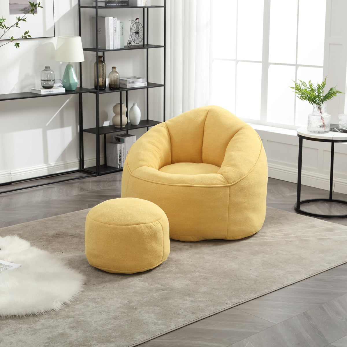 Microfiber Bean Bag Chair with Footrest N4627