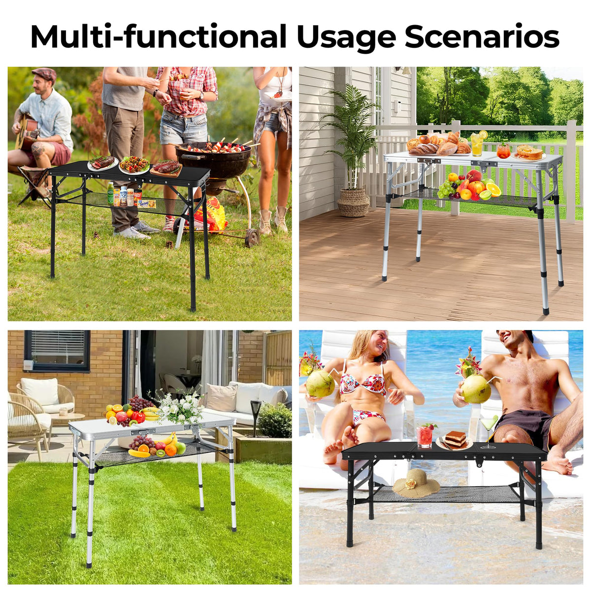 Folding Camping Table with Adjustable Height G173137