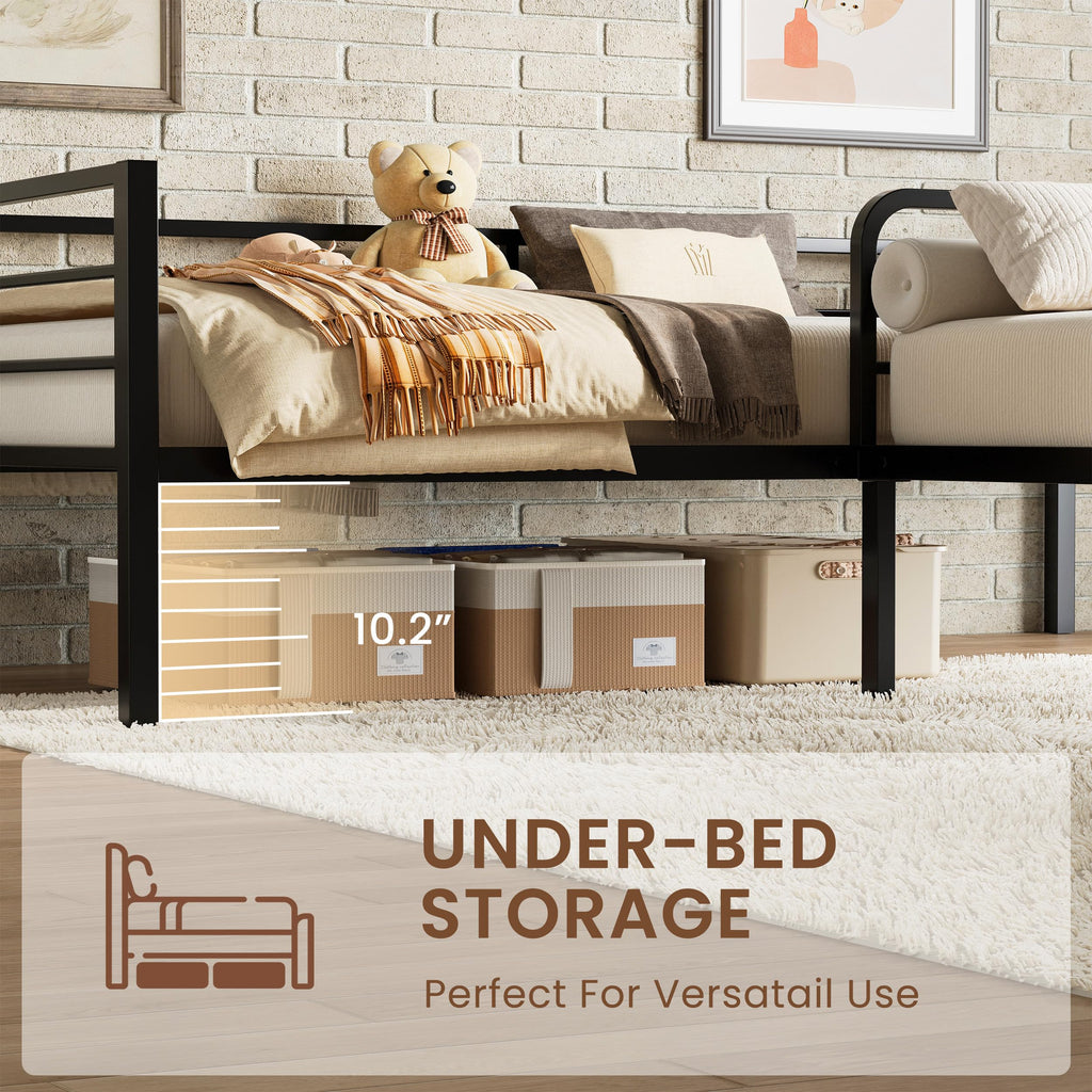 Black L Shaped Twin Beds with Rails O514818